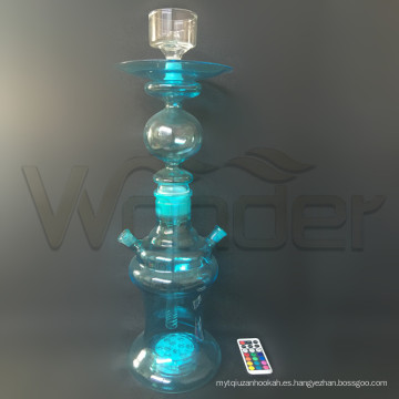 Cachimba de vidrio azul con control LED